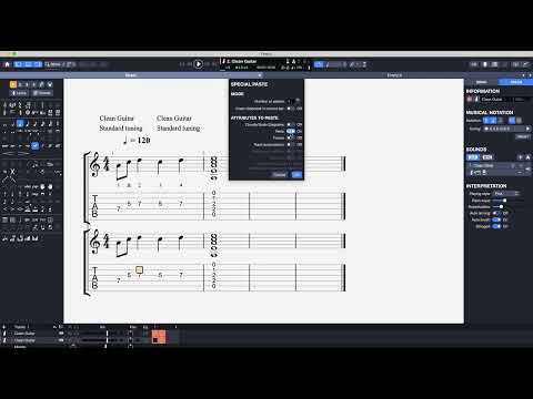 How to put text underneath tab staff with notation in Guitar Pro