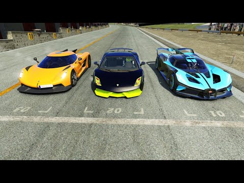 Lamborghini Gallardo LP-7777 SL Quad Turbo vs Koenigsegg Jesko vs Bugatti Bolide at Old Spa