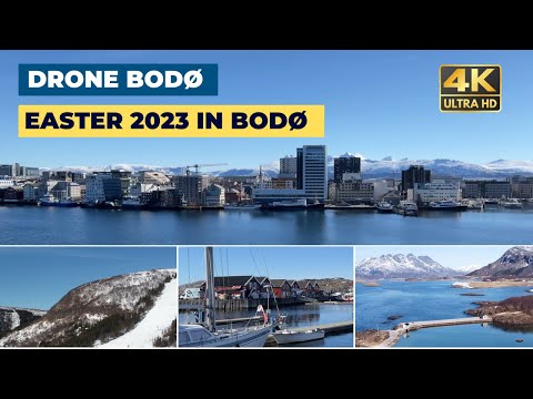 DRONE BODØ: BEAUTIFUL trip around Bodø in the Easter of 2023 - Skarmoen, City, Nyholmen, Geitvågen