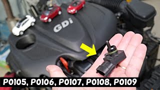 HYUNDAI KIA CODE P0105 P0106 P0107 P0108 P0109 MAP SENSOR 2.4 GDI ENGINE, CHECK ENGINE LIGHT ON