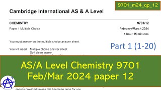 Cambridge A/AS Level Chemistry 9701 Feb Mar 2024 paper 12