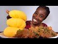 ASMR EATING FUFU AND EGUSI SOUP WITH HUGE CHICKEN BREAST MEAT | FUFU MUKBANG | AFRICAN FOOD