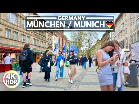 Gorgeous City of Munich in Germany, Rainy April Day Walk in 2024 - 4K HDR