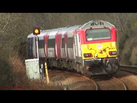 Approaches to Holyhead Railway Station.  Class 175, 158 and 221 (Voyager) plus 67s on TfW Set.