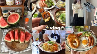 vlog》 夏を味わう1人暮らし社会人の日常🍉｜自炊記録🍥えびチャーハン・朝食ワンプレートetc