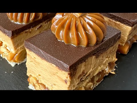 Extremely delicious no-bake snickers cake #cake #snickers #nobakedessert