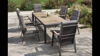 OUTFLEXX Evora Garten-Essgruppe, anthrazit/natur, Alu/Teak/Polyester, 240 x 100 cm, FSC®-zertifiziertes Produkt