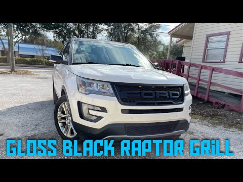 2017 Ford Explorer with custom gloss black Raptor grill conversion pt 2