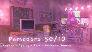 ⏰️Pomodoro 50/10 • Study with Chrissy🐰 Keyboard Typing + In-game ambience | No Music during study