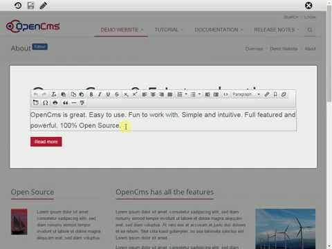 OpenCms 9.5: Editing a website page