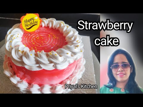 Strawberry Cake Recipe /Easy,Beautiful strawberry cake decoration idea /Happy Birthday Cake Recipe