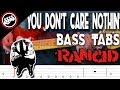 Rancid - You Don't Care Nothin' | Bass Cover With Tabs in the Video