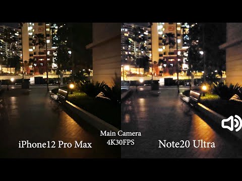 iPhone 12 Pro Max vs Note20 Ultra 4K Low Light Video Test Comparison | All 3 cameras covered!