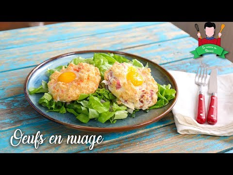 Recette oeuf en nuage au bacon saumon (cloudy eggs)