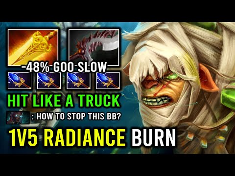 WTF +48% AoE Goo Slow 1v5 Radiance Burn DPS Safelane Carry Bristleback Dota 2