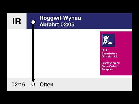 BLS Ansagen • IR17 • Roggwil-Wynau – Olten (Bauarbeiten)