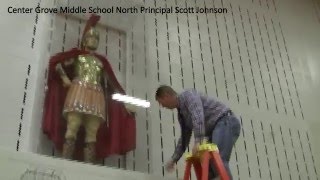 Why is the Center Grove Middle School North Principal On a Ladder?