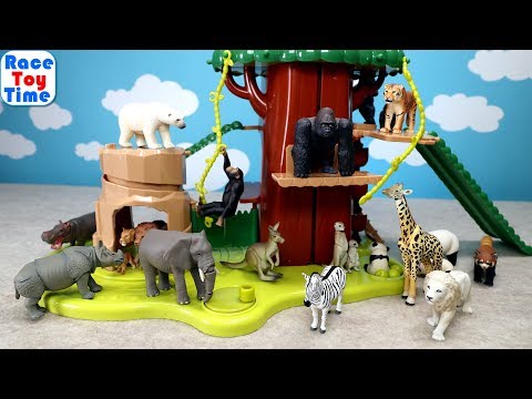 Toy Wildlife Safari Animals Surprise in the Treehouse Playset For Kids