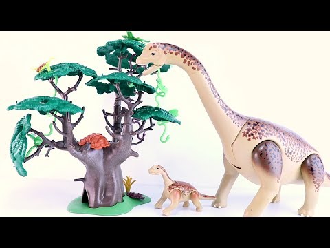 Playmobil Dinos Brachiosaurus and Baby 5231 - Jurassic Dinosaur toy - Playmobil tree Dinosaurs