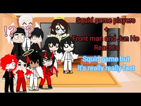Squid game players + The front man and Jun Ho react to "Squid game but it's really really fast"