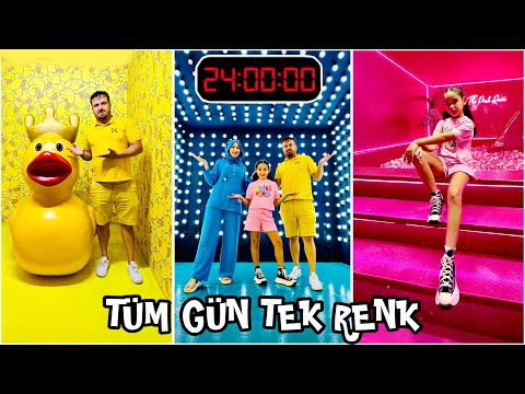 ELİF SİNEM 24 HOURS ALL DAY ONE COLOR CHALLENGE !! BLUE - PINK - YELLOW !!
