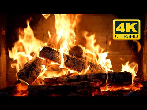 Crackling Fireplace 4K 60FPS 🔥 Cozy Fire (12 HOURS). Crackling Fire Sounds (NO Music)