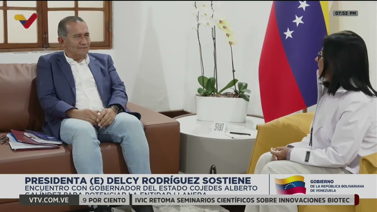 Delcy Rodríguez se reúne con Alberto Galíndez, gobernador de Cojedes