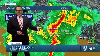 A Severe Thunderstorm Warning has been issued for west central Santa Barbara County until 11 pm