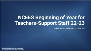 Beginning of Year for Teachers and Support Staff