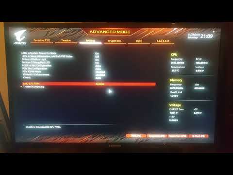 Gigabyte Aorus 570X enable FTPM or Trusted platform module for windows 10