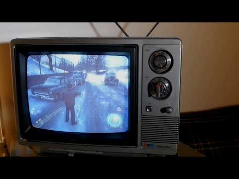 Mafia 2 pc game on old NEC portable 12" crt color-tv