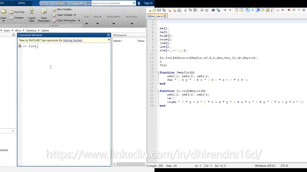 Optimization in Maple and MatLab