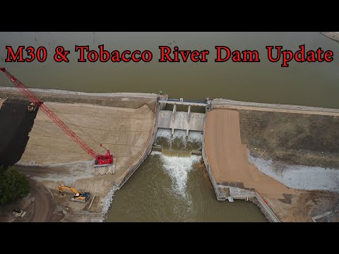 Update Tobacco River Dam - M30 Bridge OPEN - Wixom Lake Flood 2020 - Aerial