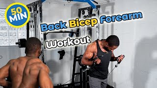 50 MIN SMITH MACHINE CABLE WORKOUT | Bicep, Back & Forearm