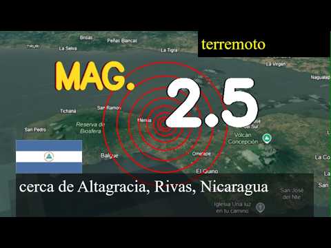 Terremoto de magnitud 2,5 sacudió cerca de Altagracia, Rivas, Nicaragua hoy 10 de marzo de 2026 a l