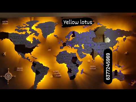 English wall art led wooden world map with optical fiber, si...