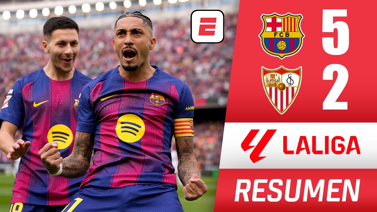 BARCELONA tomó venganza y aplastó al SEVILLA 5-2 con HAT-TRICK de RAPHINHA. Gavi regresó | La Liga