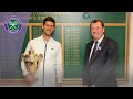 Wimbledon 2019 Champion Novak Djokovic walks through Centre Court
