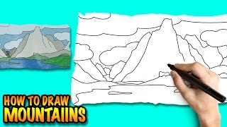 How to draw Mountains - Easy step-by-step drawing lessons for kids