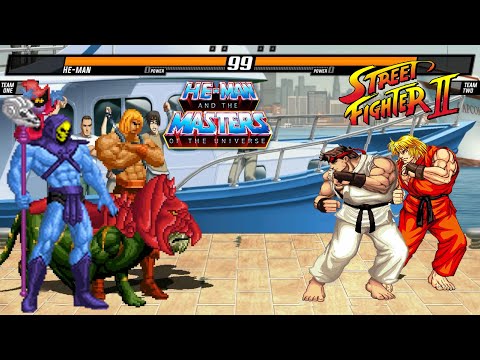 HE-MAN & SKELETOR VS RYU & KEN - HIGH LEVEL INSANE EPIC FIGHT! BEST OF 3 MATCHES!