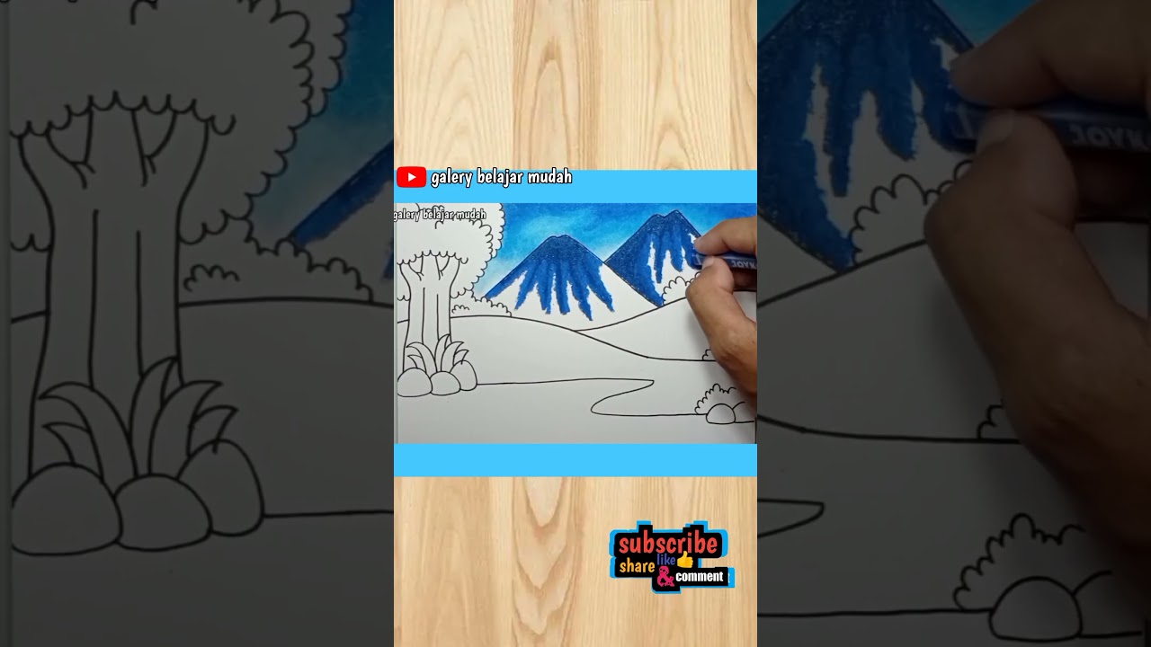 Cara Menggambar Pemandangan Gunung dan Sungai untuk Anak-anak