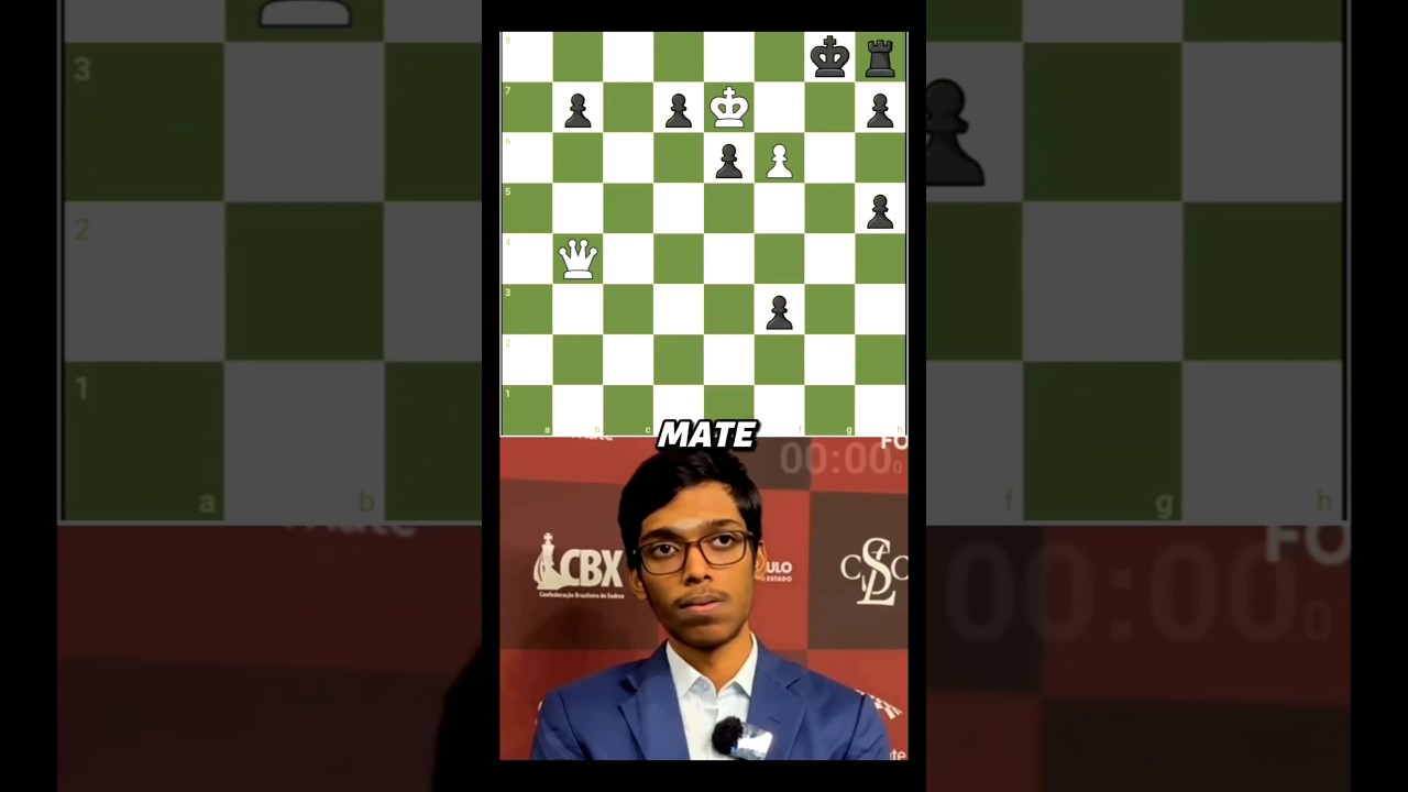 Praggnanandhaa solves a mate-in-two position without even looking at the board