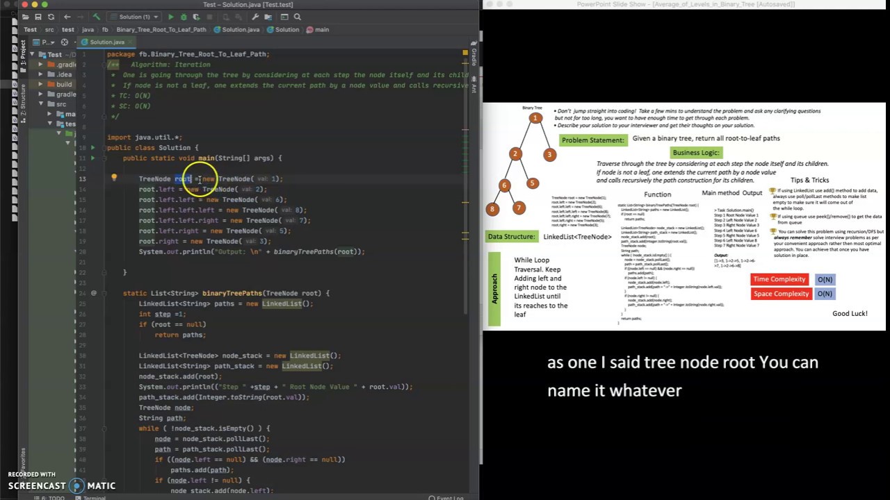 Binary Tree Print ROOT to LEAF node paths ENGLISH