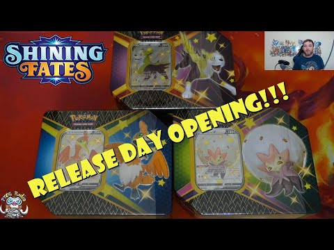 Shining Fates Release Day Opening! ALL the Tins! (Brand New Pokémon TCG Set!)