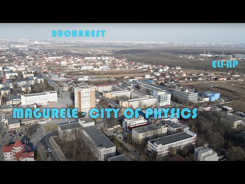 A 4K drone view of Magurele (Romania), with Bucharest in the background