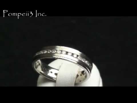 Pompeii3 Inc. 1.25CT Channel Set Diamond Brushed Ring 14K White Gold