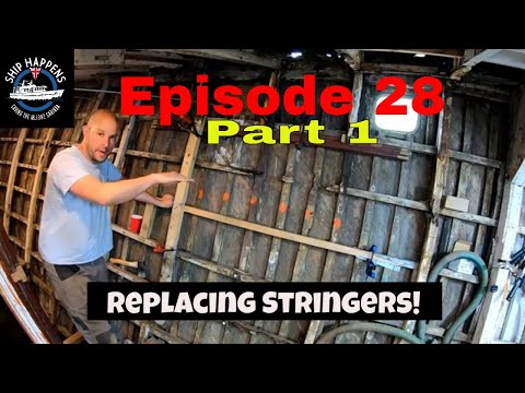 Ep 28 Part 1 - Replacing A Wooden Stringer On The Boat, Scarf Joints and Epoxy