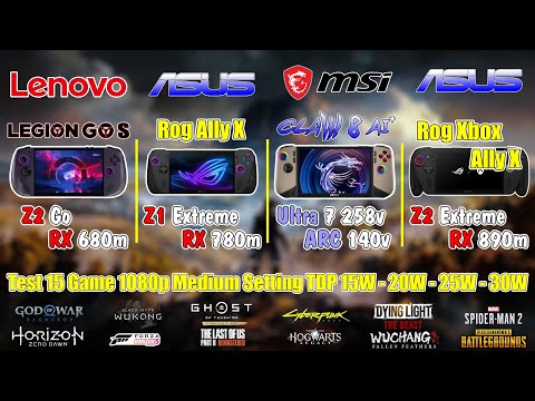 Asus Rog Xbox Ally X & MSI Claw 8 Ai & Asus Rog Ally X & Legion Go S Test TDP 15W - 20W - 25W - 30W