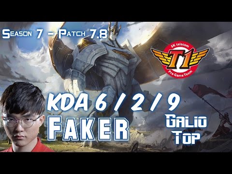 SKT T1 Faker GALIO vs RIVEN Top - Patch 7.8 KR Ranked