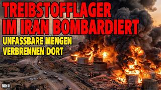 Treibstofflager im Iran bombardiert - Unfassbare Mengen verbrennen dort
